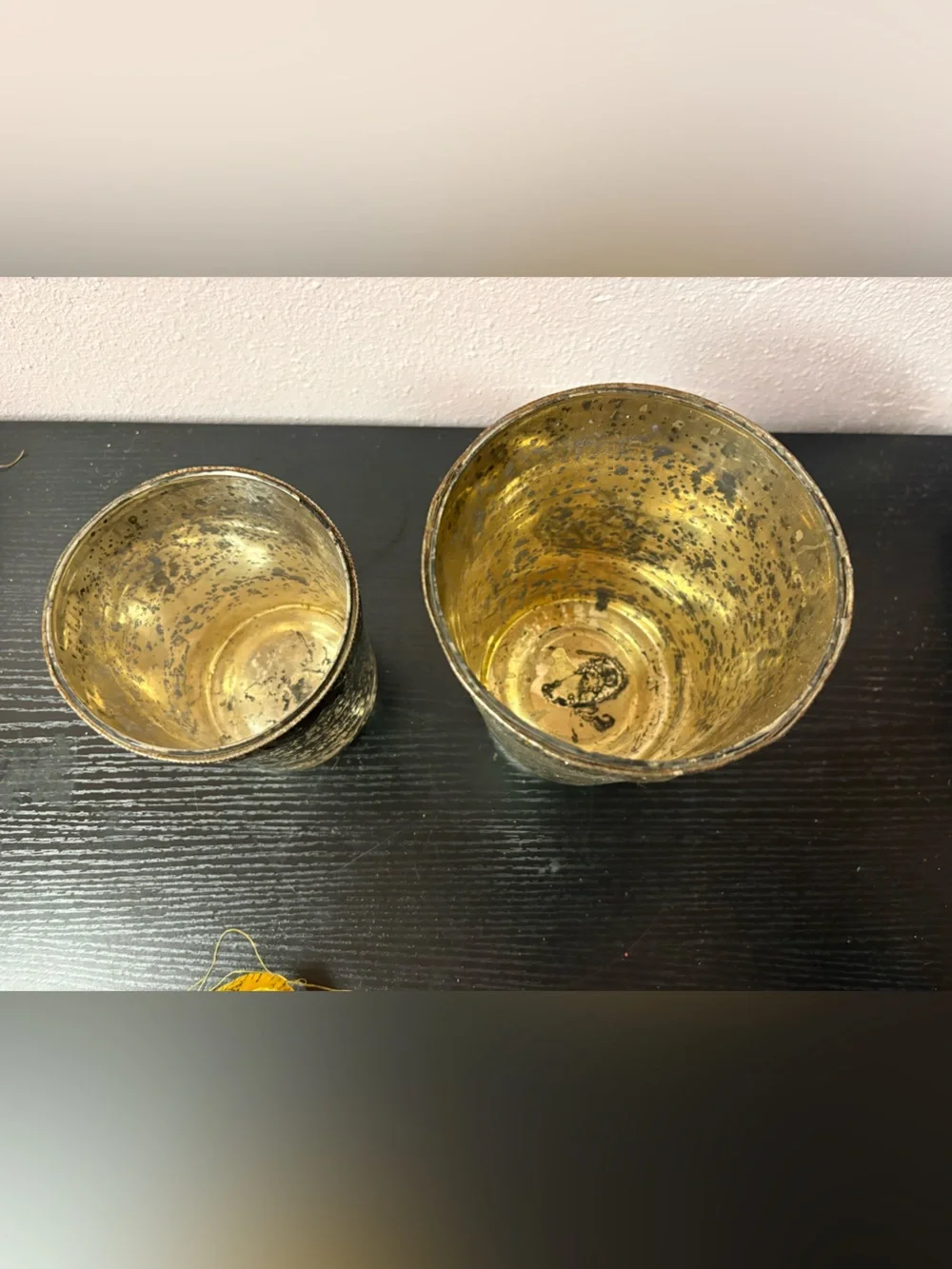 Set of 2 Mercury Glass Decorative Candle Holders Vintage Silver Votives
